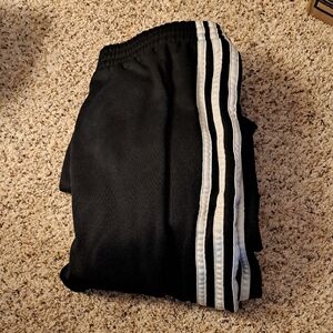 adidas Kids Black Joggers with White Stripes